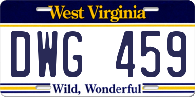 WV license plate DWG459