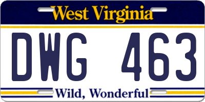 WV license plate DWG463