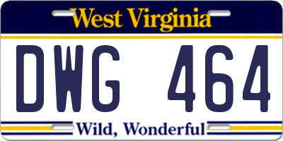 WV license plate DWG464