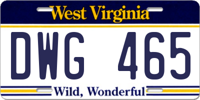 WV license plate DWG465