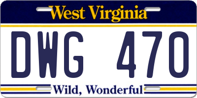 WV license plate DWG470