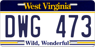 WV license plate DWG473