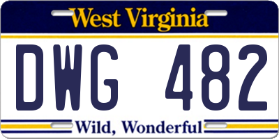 WV license plate DWG482