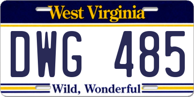 WV license plate DWG485