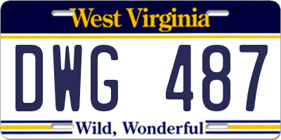 WV license plate DWG487