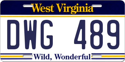 WV license plate DWG489