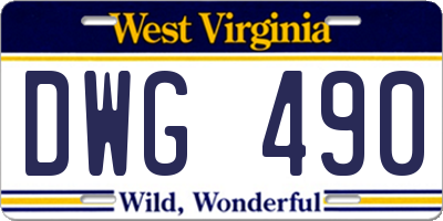 WV license plate DWG490