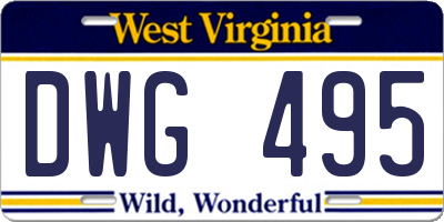 WV license plate DWG495