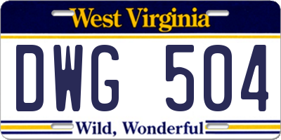 WV license plate DWG504