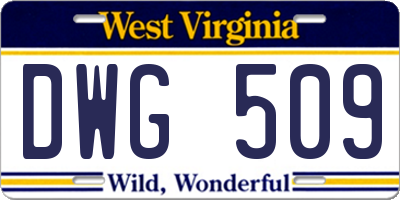 WV license plate DWG509