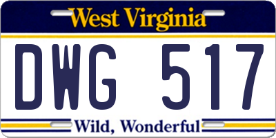 WV license plate DWG517