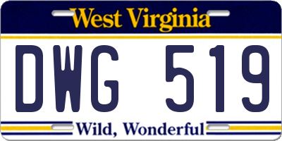 WV license plate DWG519
