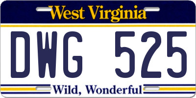 WV license plate DWG525