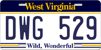 WV license plate DWG529