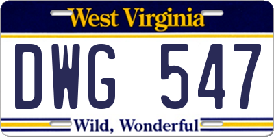 WV license plate DWG547