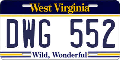 WV license plate DWG552