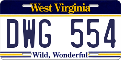 WV license plate DWG554