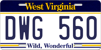 WV license plate DWG560
