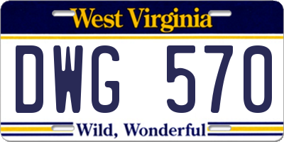 WV license plate DWG570
