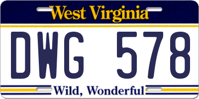 WV license plate DWG578