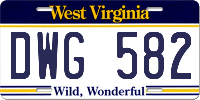 WV license plate DWG582