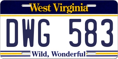 WV license plate DWG583