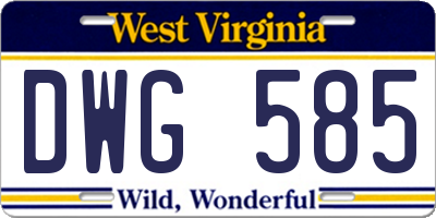 WV license plate DWG585