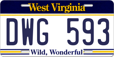 WV license plate DWG593