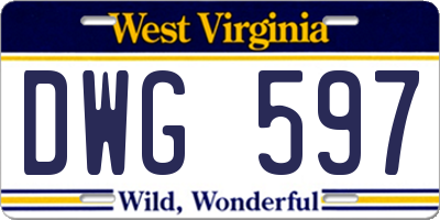 WV license plate DWG597