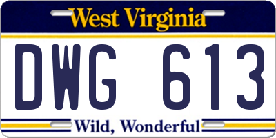 WV license plate DWG613