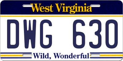 WV license plate DWG630