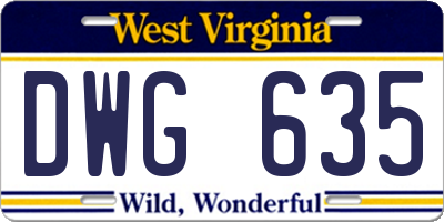 WV license plate DWG635