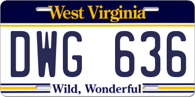 WV license plate DWG636