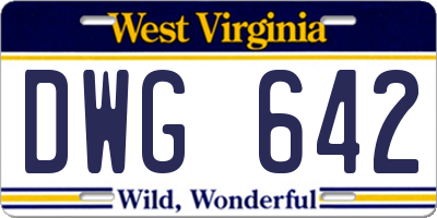 WV license plate DWG642