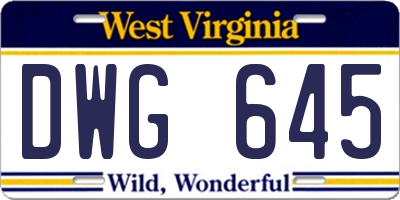 WV license plate DWG645