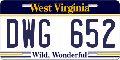 WV license plate DWG652