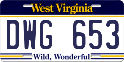 WV license plate DWG653