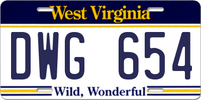 WV license plate DWG654