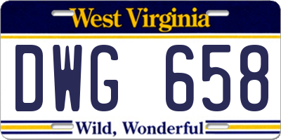 WV license plate DWG658
