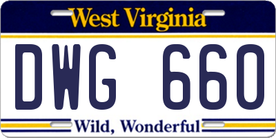 WV license plate DWG660