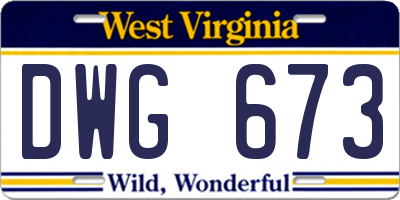 WV license plate DWG673