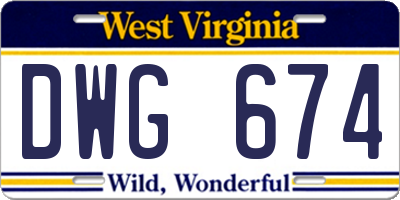 WV license plate DWG674