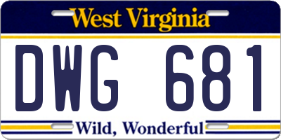 WV license plate DWG681