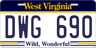 WV license plate DWG690