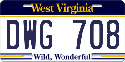WV license plate DWG708