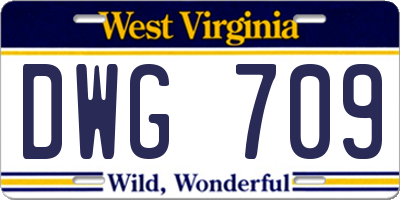 WV license plate DWG709