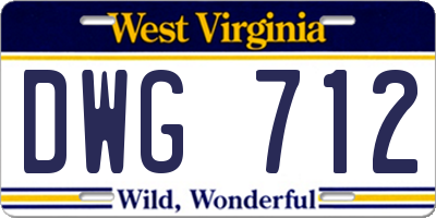 WV license plate DWG712