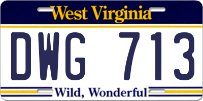 WV license plate DWG713