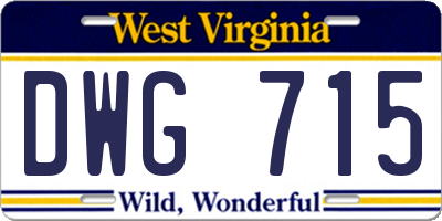 WV license plate DWG715