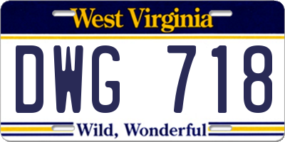 WV license plate DWG718